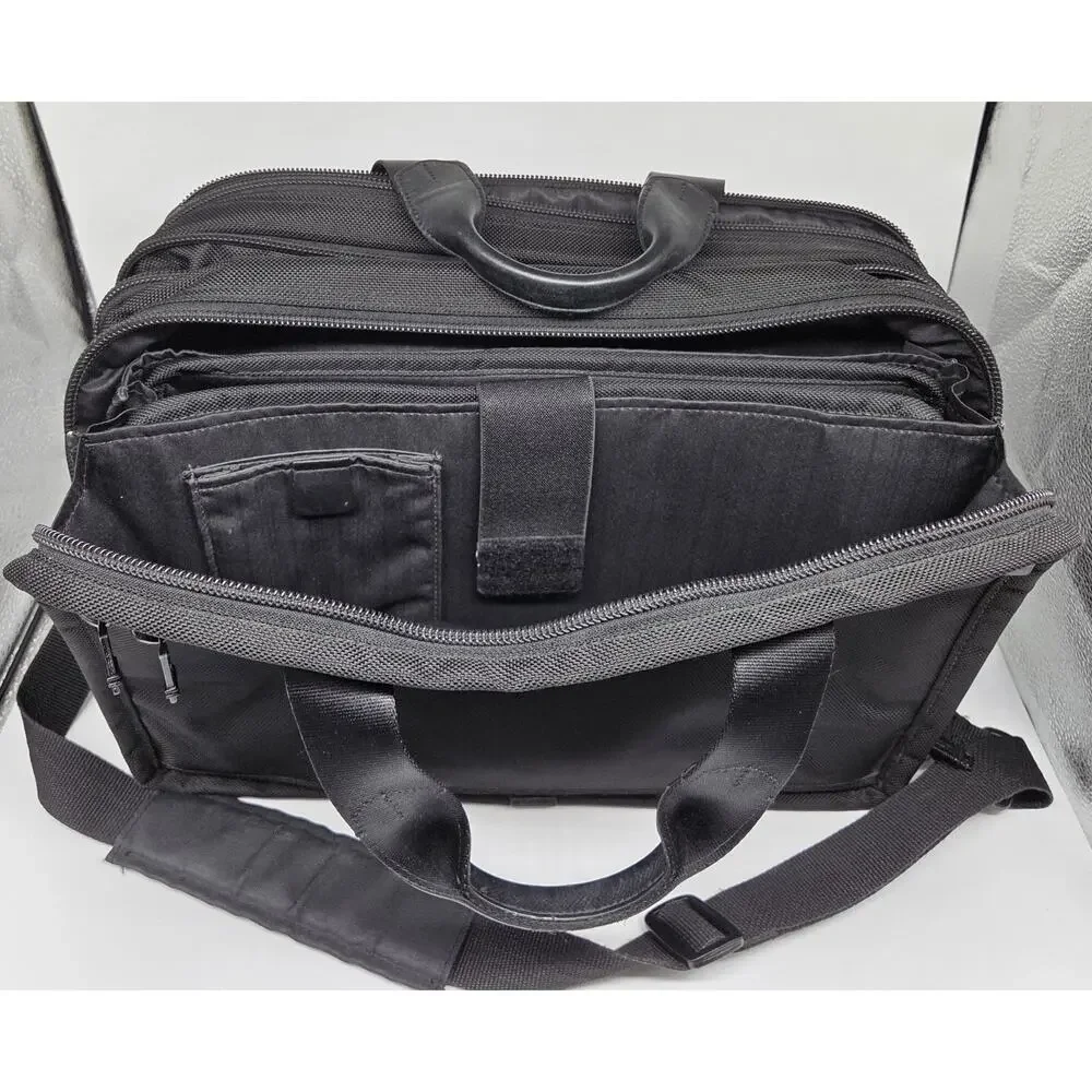 Tumi Alpha Briefcase 26141DH Black Ballistic Nylon Organizer Bag w/Laptop Sleeve